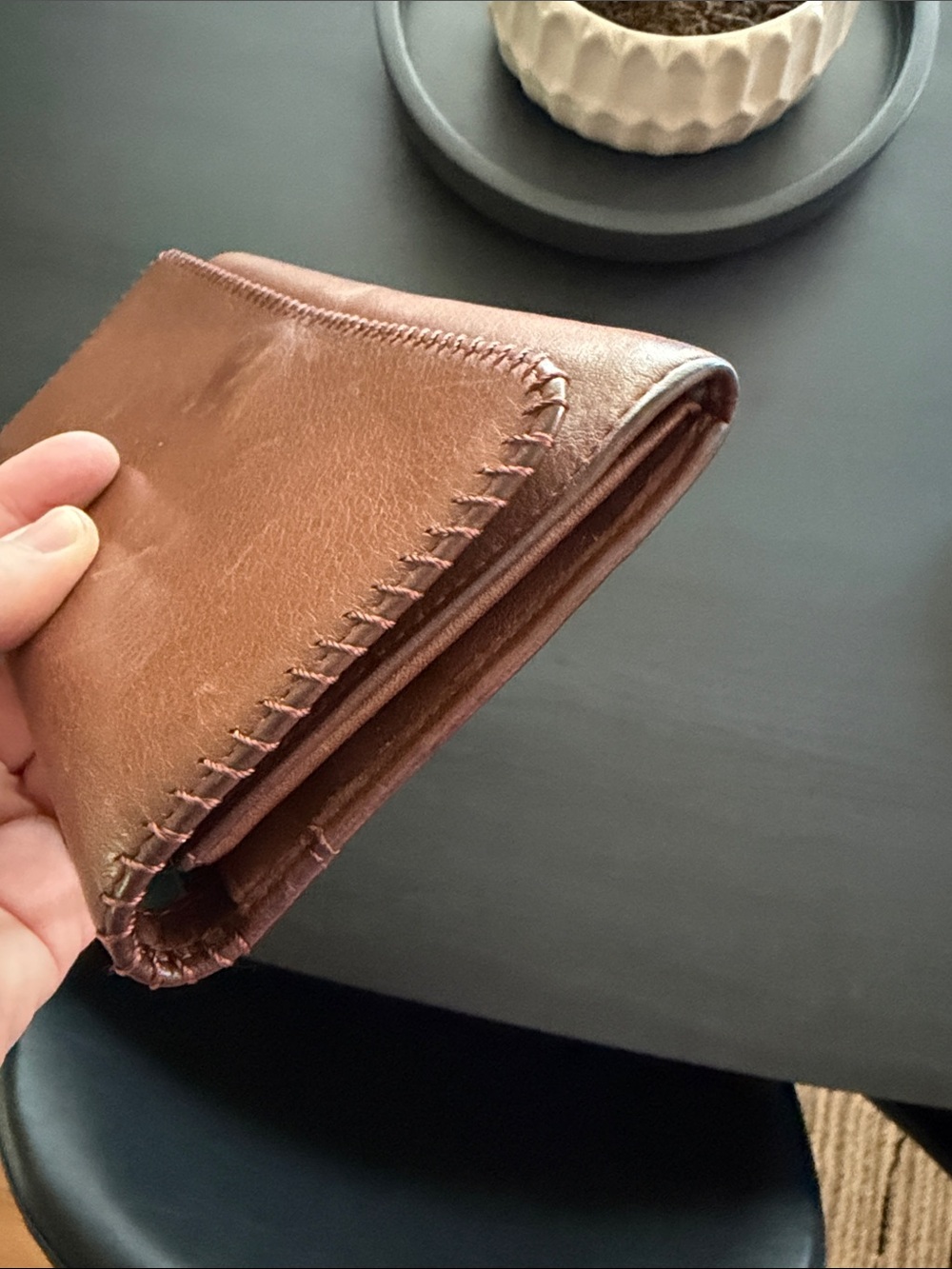 HOBO Chestnut Brown Leather Wristlet Wallet with Wrist Strap - Picture 7 of 7